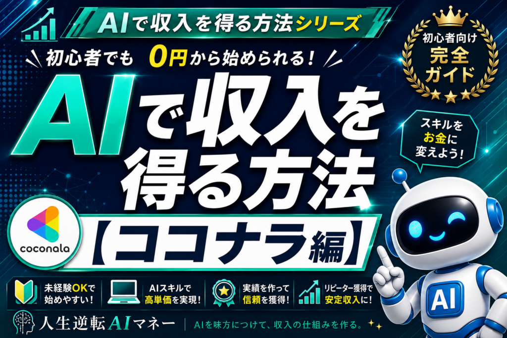 AIで副業を始める方法【ココナラ編】初心者でも0円から始められる完全ガイドのアイキャッチ画像