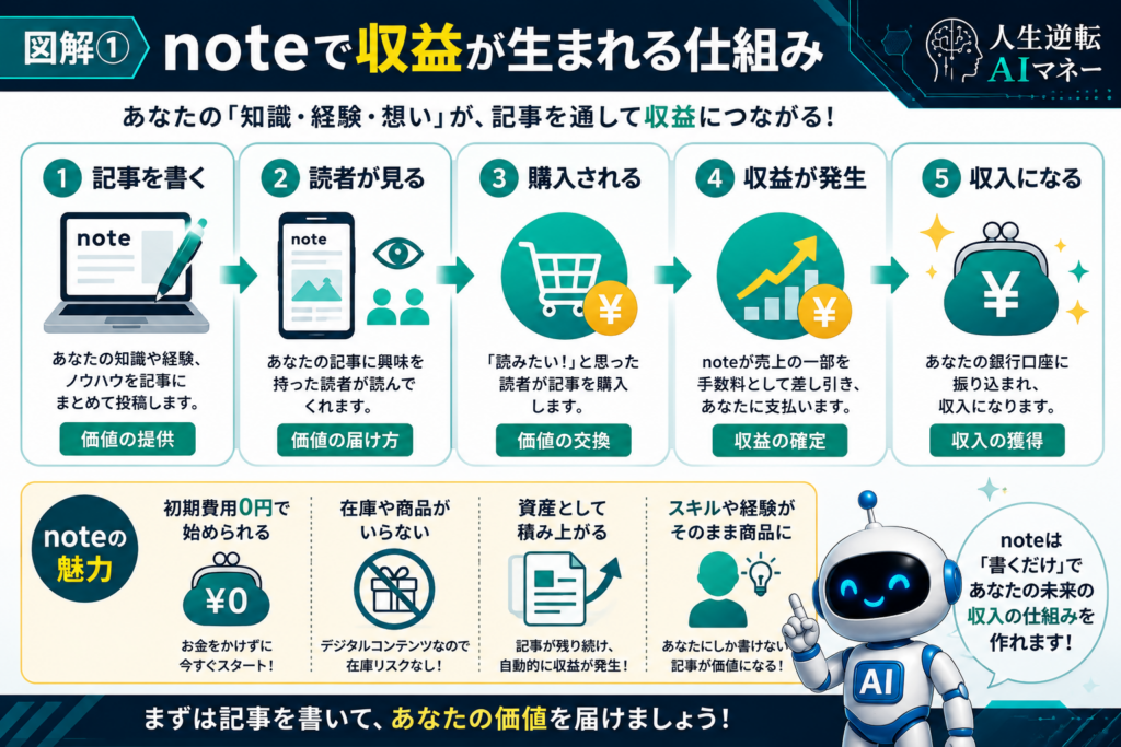 AIを活用してココナラで副業を始めるメリットを解説した図