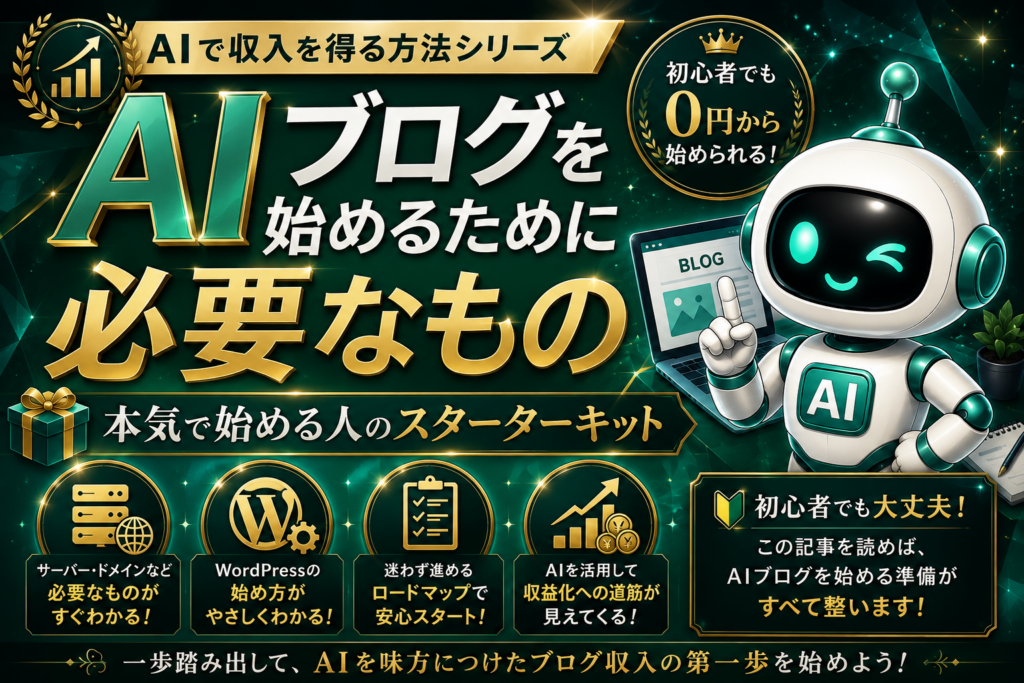 AIブログを始めるために必要なもの｜本気で始める人のスターターキットのアイキャッチ画像