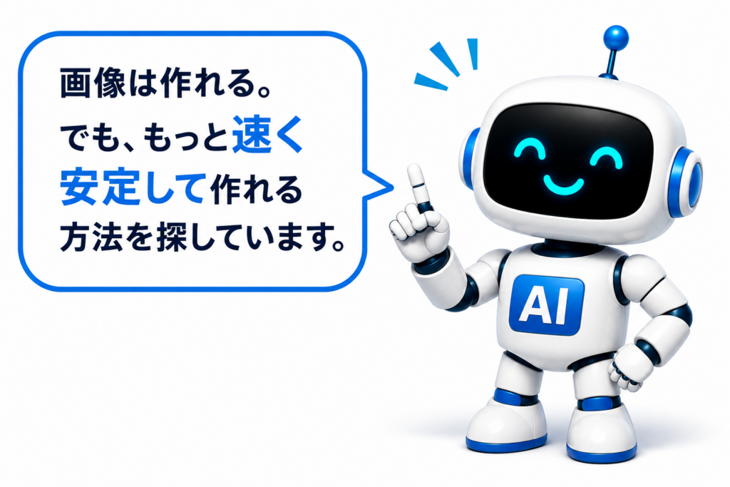 ChatGPT画像生成の制作時間と安定性の改善方法を探しているマネロボ
