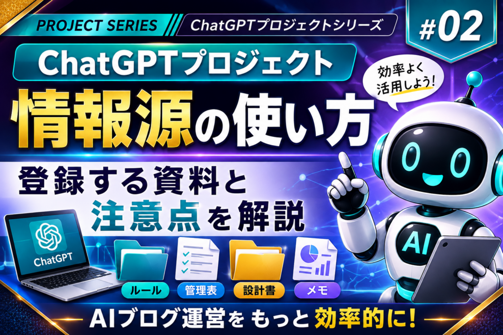 ChatGPTプロジェクトの情報源の使い方を解説するPROJECT SERIES #02のアイキャッチ