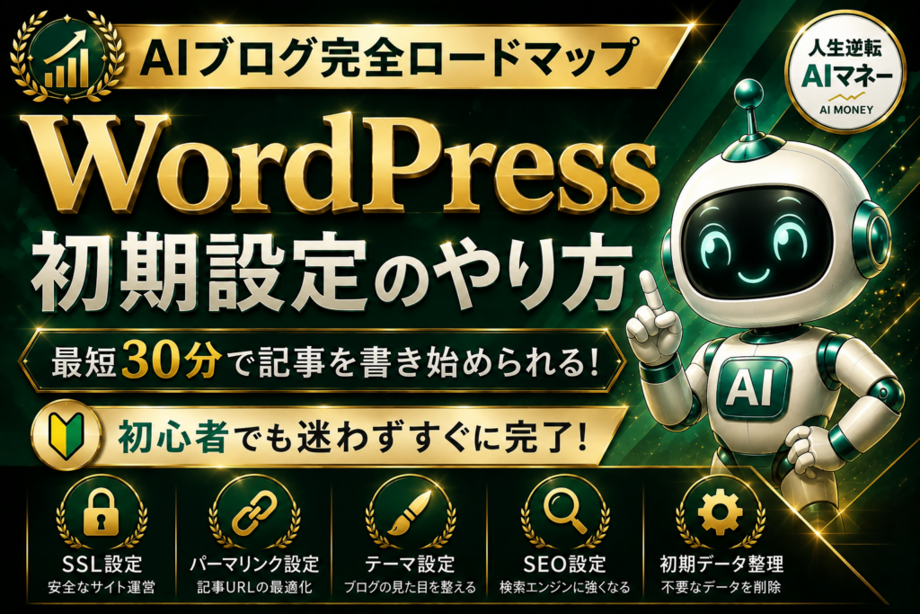 WordPress初期設定のやり方を初心者向けに解説するアイキャッチ画像